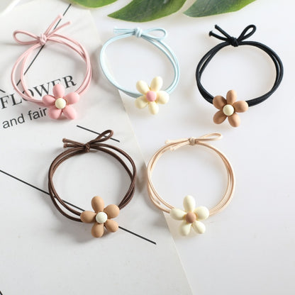 Korean version of net red ins milk tea color hair ring tie hair rubber band flower hair rope high elastic coffee beige head rope 