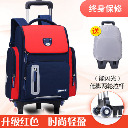 Primary school students trolley space school bag 1-3-6 years boys and girls unicorn detachable six-wheeled climbing bag with wheels 