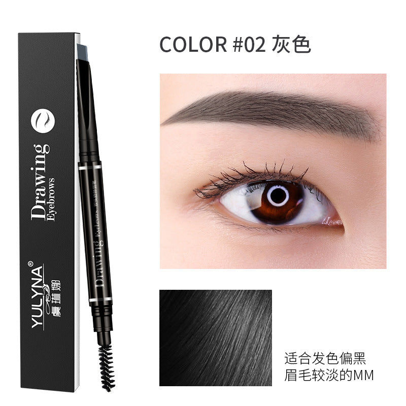 2024 New Double-Head Eyebrow Pencil Waterproof and Sweatproof Natural Ultra-fine Automatic Non-smudge Makeup Cross-border Live Broadcasting