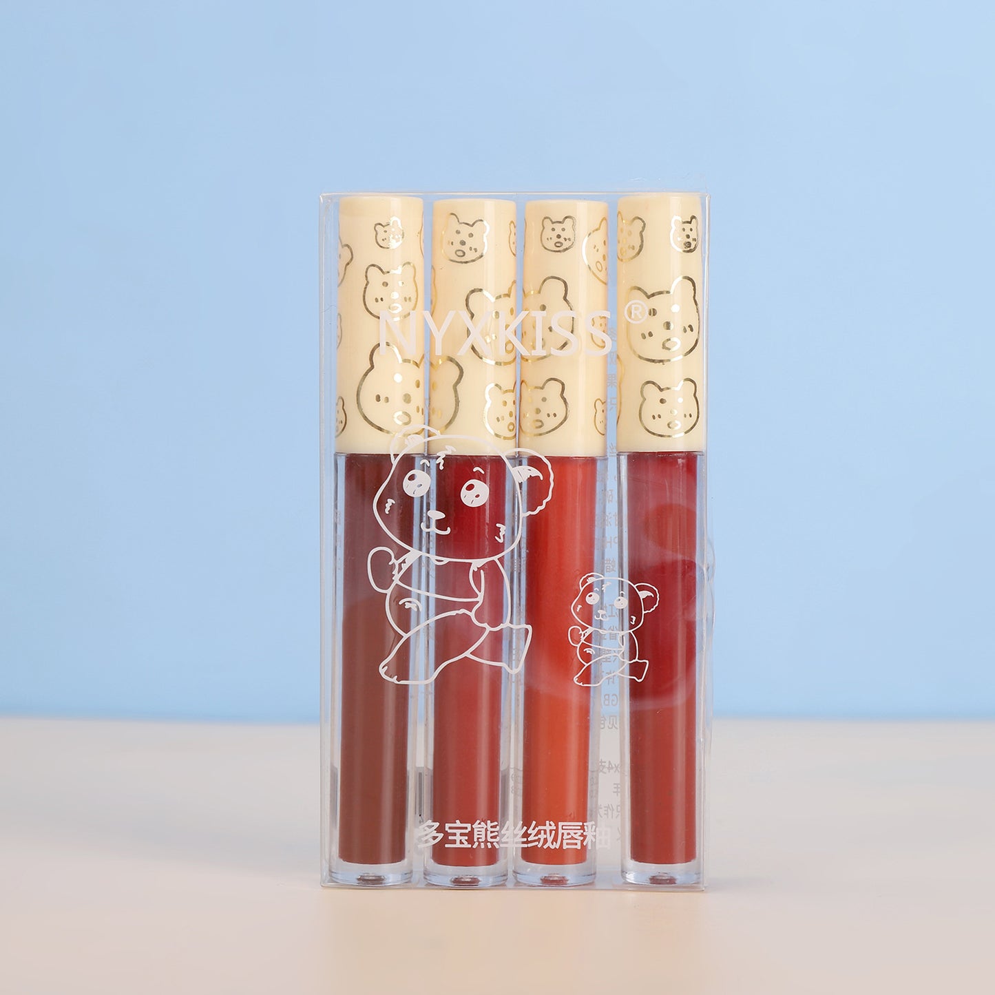 Duobao Bear new wholesale one pack lip glaze 04# red pear berry matte matte lip gloss wholesale one piece 