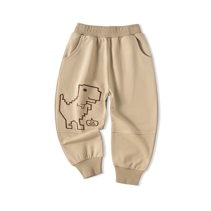 Boys pants spring new children's sports pants Korean version children's casual pants boys simple stylish dinosaur trousers 