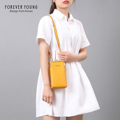 foreveryoung mobile phone bag crossbody Women's bag ရိုးရှင်းပြီး ခေတ်ဆန်သော လိုက်ချီးပုံစံ ကြီးမားသောစွမ်းရည်အကြွေစေ့ပိုက်ဆံအိတ် နိုင်ငံခြားရောင်းဝယ်ရေး 