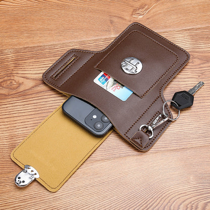 Upgrade the new mobile phone waist bag men's construction site work mobile phone leather case can put cigarette case hanging key wear belt special 