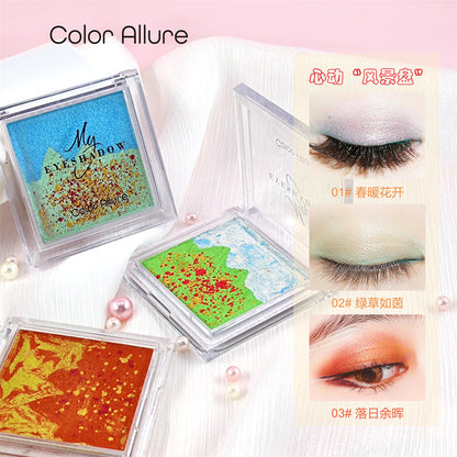 Color allure new landscape eyeshadow palette, sparkling stage makeup, delicate girl cross-border eyeshadow makeup 