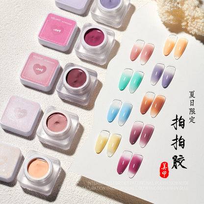 Paipai ကော်အင်တာနက်ကျော်ကြားသူ Xiaoying နွေရာသီ gradient blush မဆေးခြယ်သောလက်သည်းဆိုးဆေးကော် စွယ်စုံတစ်ပိုင်းအစိုင်အခဲလက်သည်းဆိုးဆေးလက်ကား 