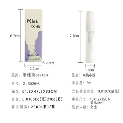 Internet celebrity with the same fragrance 3ml trial perfume women's perfume q version test tube perfume sample wholesale replacement for big-name perfume 