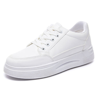 2022 Spring New Student Round Toe Sneakers Sports Leisure Single Shoes Thick Bottom Small White Shoes Women's Fashion White Wholesale 