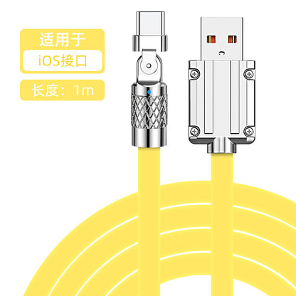 Baitong Super Flash Charge 120W Mecha Zinc Alloy သည် 180 ဒီဂရီ Antifreeze Silicone Bold Fast Charge Data Cable ကို လှည့်နိုင်သည်။