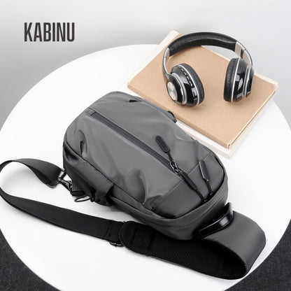 Kabinu new chest bag outdoor casual shoulder bag business commuter mobile phone bag solid color lightweight messenger bag men's trendy 