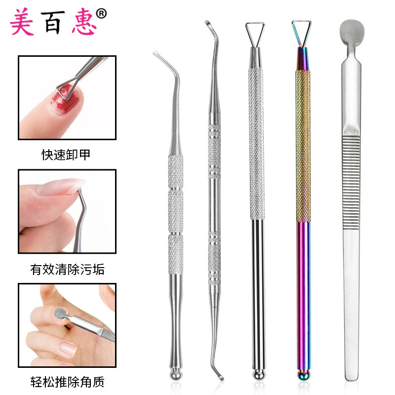 Stainless steel nail shaving spoon, ingrown nail trimmer, double-headed nail picker to clean dirt between toenails, tool inflammation 