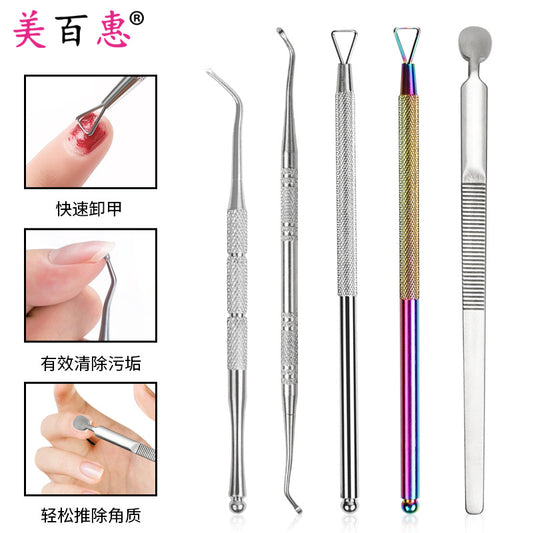 Stainless steel nail shaving spoon, ingrown nail trimmer, double-headed nail picker to clean dirt between toenails, tool inflammation 