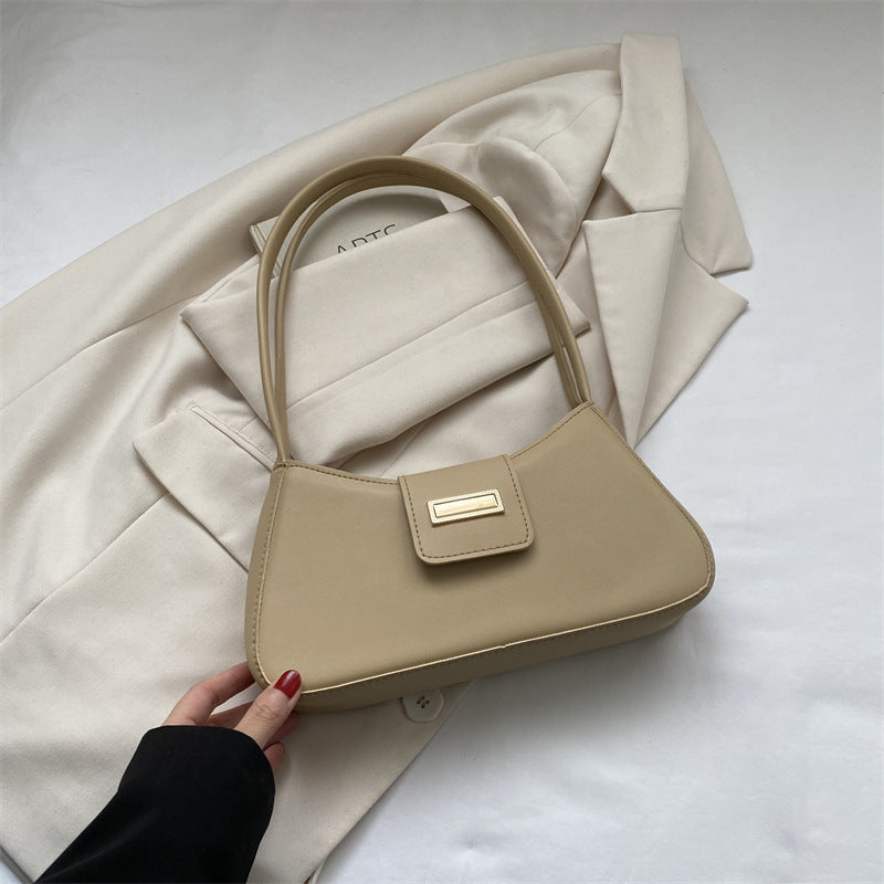 High-quality French-style niche bags 2024 new women's bags solid color popular crossbody shoulder underarm bag baguette bag 