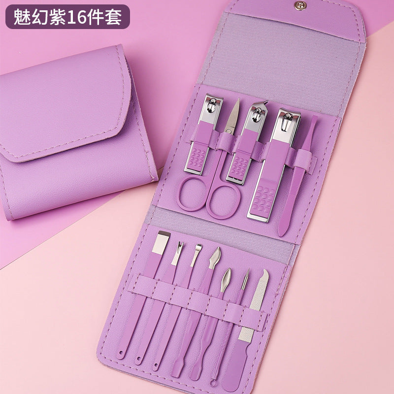 Matcha Green Nail Scissors Eyebrow Scissors Manicure Set လက်သည်းကတ်ကြေး Set Manicure Set Folding Bag Manicure Set 