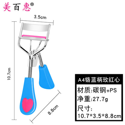 A4 chrome peach heart eyelash curler curling portable heart-shaped handle eyelash assistant beauty tool Yangjiang manufacturer wholesale 