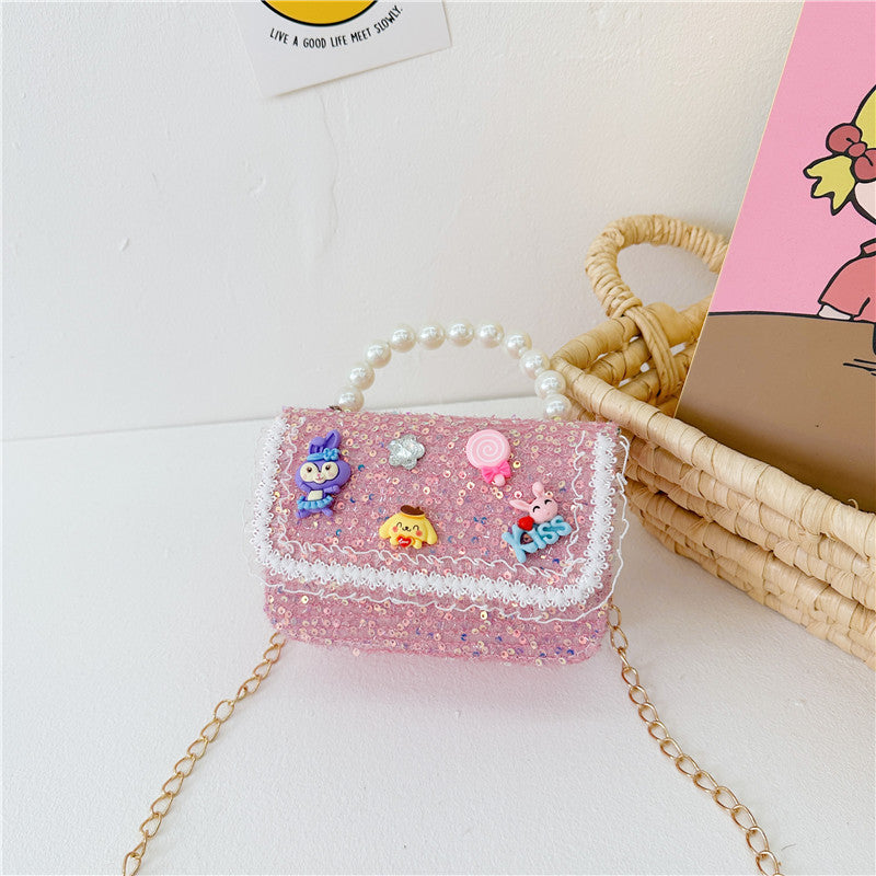 New Pearl Handbag Fashion Chain Crossbody Bag Cute Girly Small Fragrance Style Shoulder Bag Coin Small Square Bag 