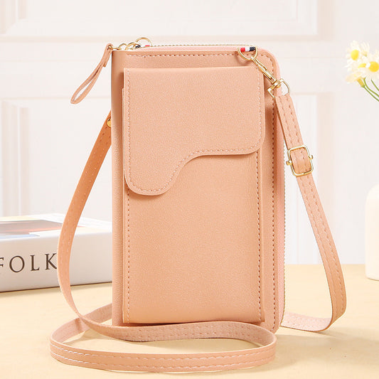 2023 Simple New Fashion Korean Style Shoulder Messenger Bag Large Capacity Ladies Long Wallet Solid Color Mobile Phone Bag 