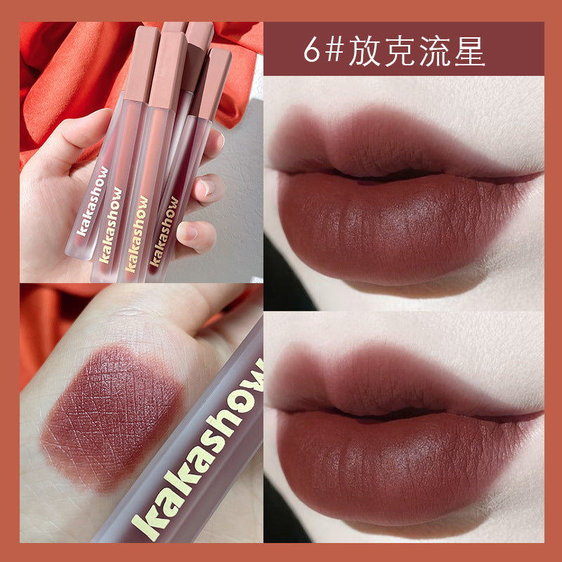 Kakashow pink satin lip glaze velvet matte lip glaze whitening lipstick non-fading lip gloss air lip glaze wholesale