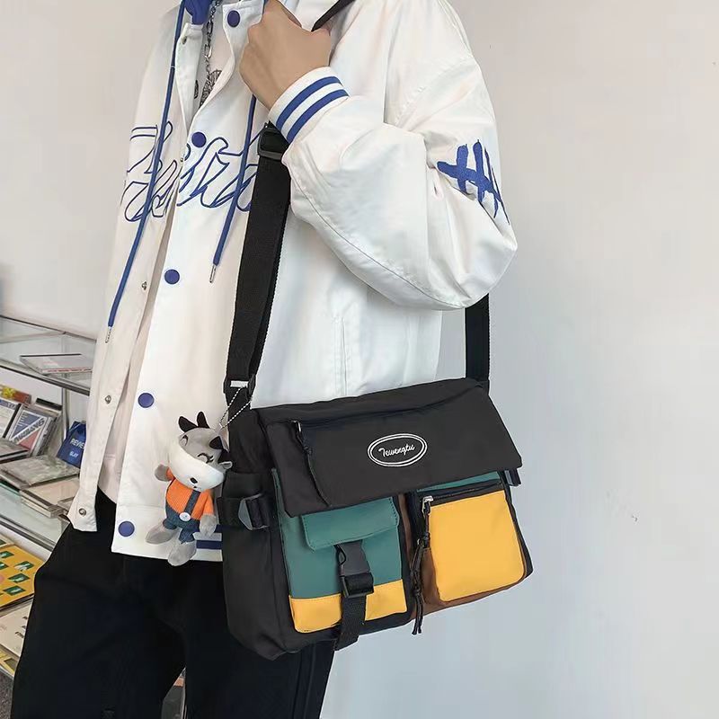 Guochao Messenger Bag Men's Fashion Versatile Ins Shoulder Bag Large Capacity Small Backpack Female Japanese Casual Messenger Bag 