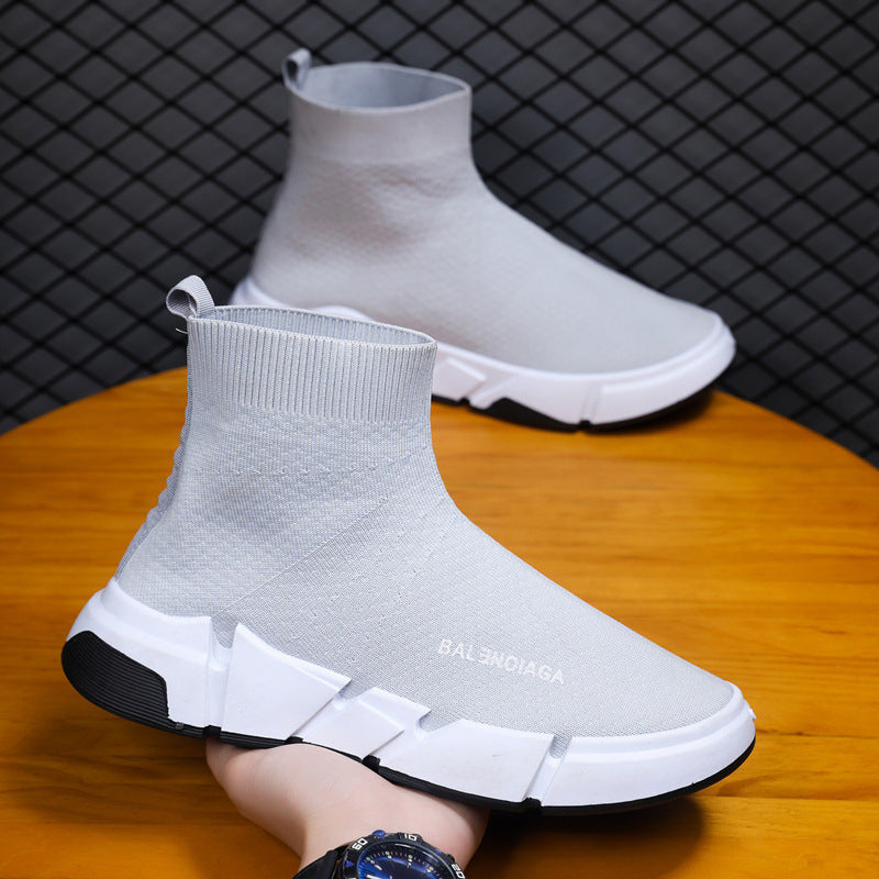 New trendy men's shoes summer single-layer thin socks shoes men's breathable slip-on high-top student sports shoes men 