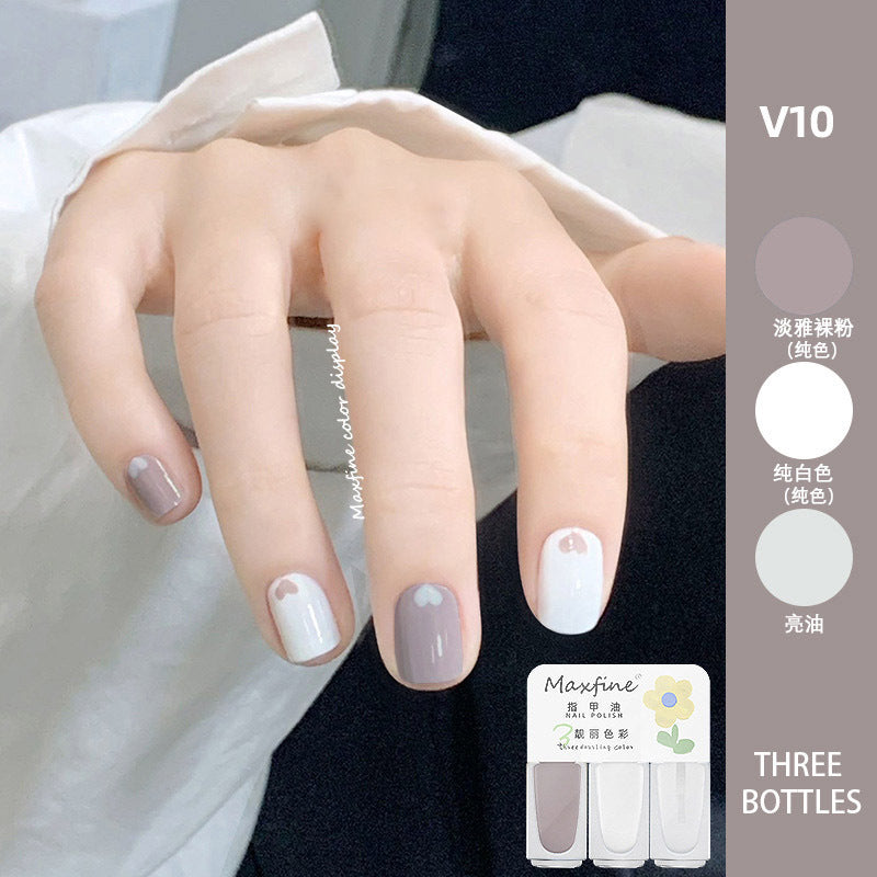 2024 new three-color nail polish no-bake quick-drying set long-lasting tearable water-based whitening nail polish spot wholesale 