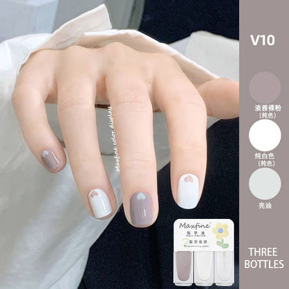 2024 new three-color nail polish no-bake quick-drying set long-lasting tearable water-based whitening nail polish spot wholesale 