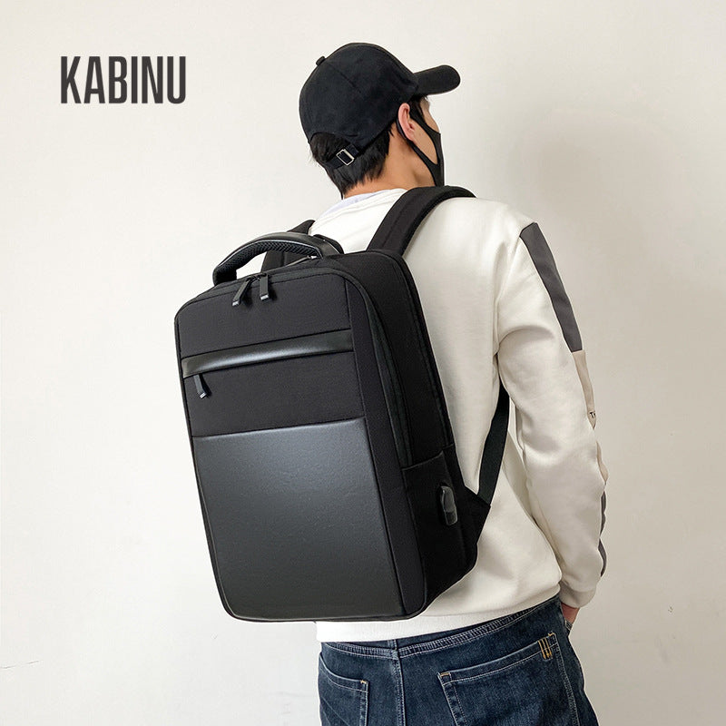 Kabinu business computer bag commuter computer backpack Oxford cloth stitching USB charging backpack waterproof bag 