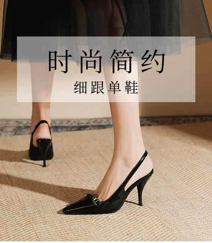 High-heeled sandals fairy shoes autumn heels European and American black rubber stiletto with Baotou summer 