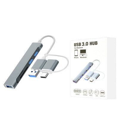 Type-C တစ်ခုမှလေးခု USB3.0 တိုးချဲ့အထိုင် အဒက်တာကြိုး MAC စာအုပ် မိုဘိုင်းလ်ဖုန်း လေးလုံးထိုး ပြောင်းပေးတဲ့ OTG