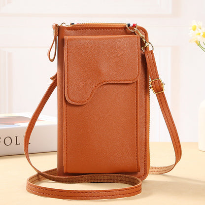 2023 Simple New Fashion Korean Style Shoulder Messenger Bag Large Capacity Ladies Long Wallet Solid Color Mobile Phone Bag 