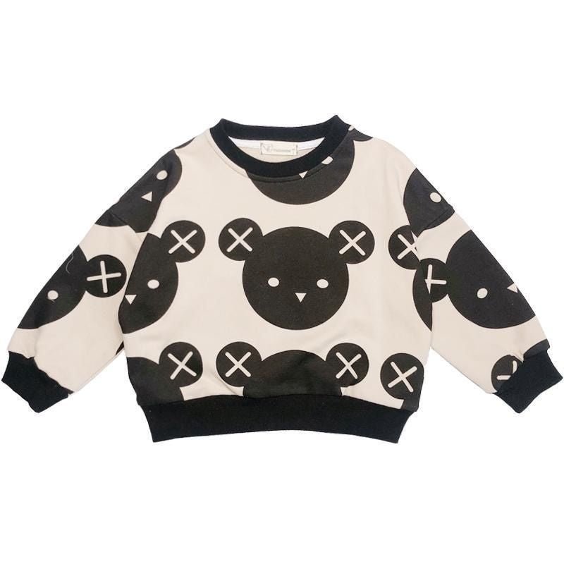 2022 New Bear Sweater Girls Autumn Clothes Autumn Tops Spring and Autumn Style Western Style Baby Long Sleeve Korean Version Children