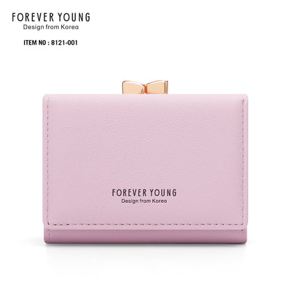 Forever Young Wallet Women's Short Cute Japanese Student Wallet Korean Style ရိုးရှင်းသော အကြွေစေ့သုံးအိတ်