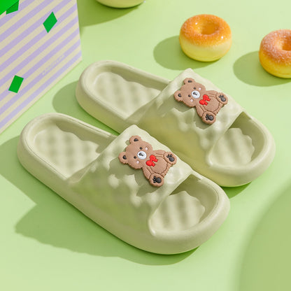 EVA soft bottom home slippers female summer wear cute bear home cool home indoor bathroom bath sandals non-slip 