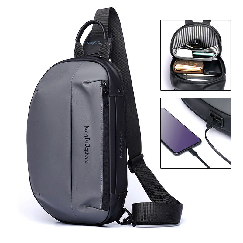 Men's Chest Bag Messenger Bag Large Capacity USB Fast Charging Messenger Sports Chest Bag Men's Messenger Chest Bag