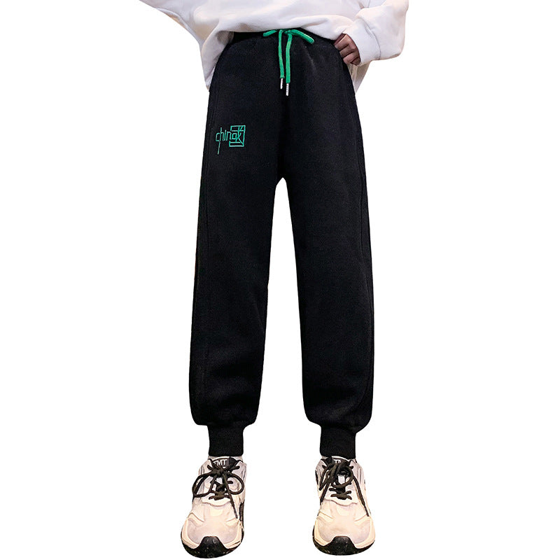 2024 နွေဦးနှင့် ဆောင်းဦးရာသီ စတိုင်အသစ် Big Girls Pants Sports Pants Elastic Loose Chinese Style မူလတန်းကျောင်းကျောင်းသားများ Cotton Girls Trendy ဘောင်းဘီများ 