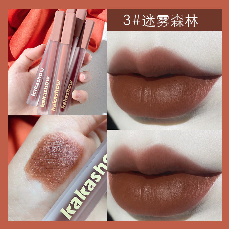 Kakashow pink satin lip glaze velvet matte lip glaze whitening lipstick non-fading lip gloss air lip glaze wholesale