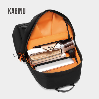 Kabinu new casual backpack 2023 Korean solid color washed business commuter computer backpack men's trendy student bag 