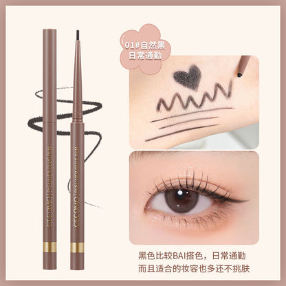 Gemeng Mingmu ပါးလွှာသော eyeliner gel pen သည် ချောမွေ့သောအရောင်ဖန်တီးမှု၊ ပုလဲတောက်တောက်တောက်တောက်၊ ရေစိုခံပြီး ကြာရှည်ခံမိတ်ကပ်၊ နှင့် ညစ်ညမ်းရန်မလွယ်ကူပါ။ Silkworm pen 