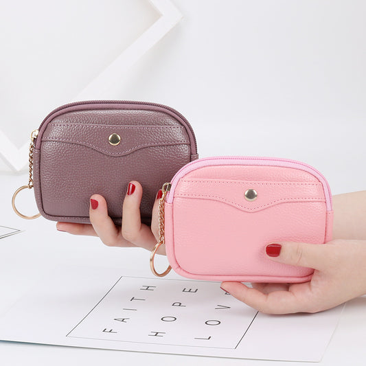 Korean style women's coin purse shell small wallet simple card holder soft leather key bag mini handbag zipper coin bag 