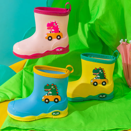 2022 new children's rain boots baby rain boots cute cartoon water shoes outdoor waterproof non-slip dinosaur boys and girls shoes 