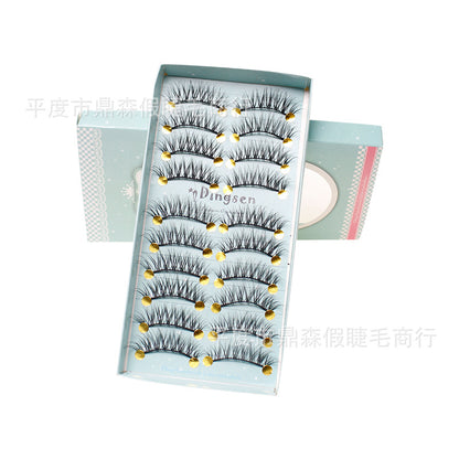 Dingsen False Eyelashes ထုတ်လုပ်သူ လက်ကား Messy Cotton Thread Stems 10 Pairs Little Devil H92 