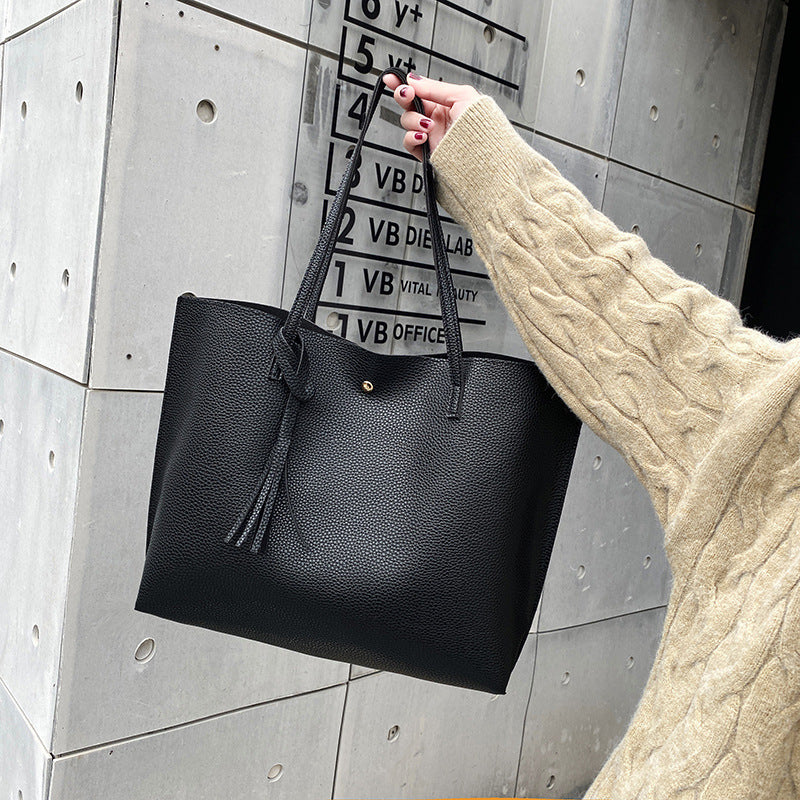 2023 Spring and Summer New Large Capacity Simple Tote Bag Large Bag Women's Fresh Fashion Shoulder Bag Shopping Bag Commuter Bag 