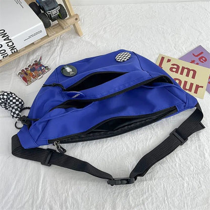 Japanese ins Harajuku dark wind sports large-capacity chest bag men's Korean retro all-match tooling blue messenger bag women 