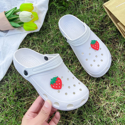 2022 new hole shoes female summer fashion girl cute outerwear beach sandals Baotou shoes non-slip slippers female 