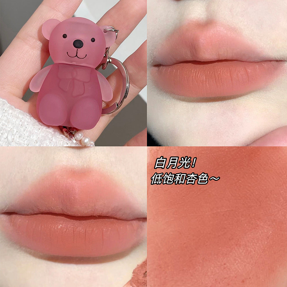 Art Value Cute Bear Velvet Lip Mud Soft Mist Whitening Silky Lip Glaze Low Saturation Tone Versatile Affordable 