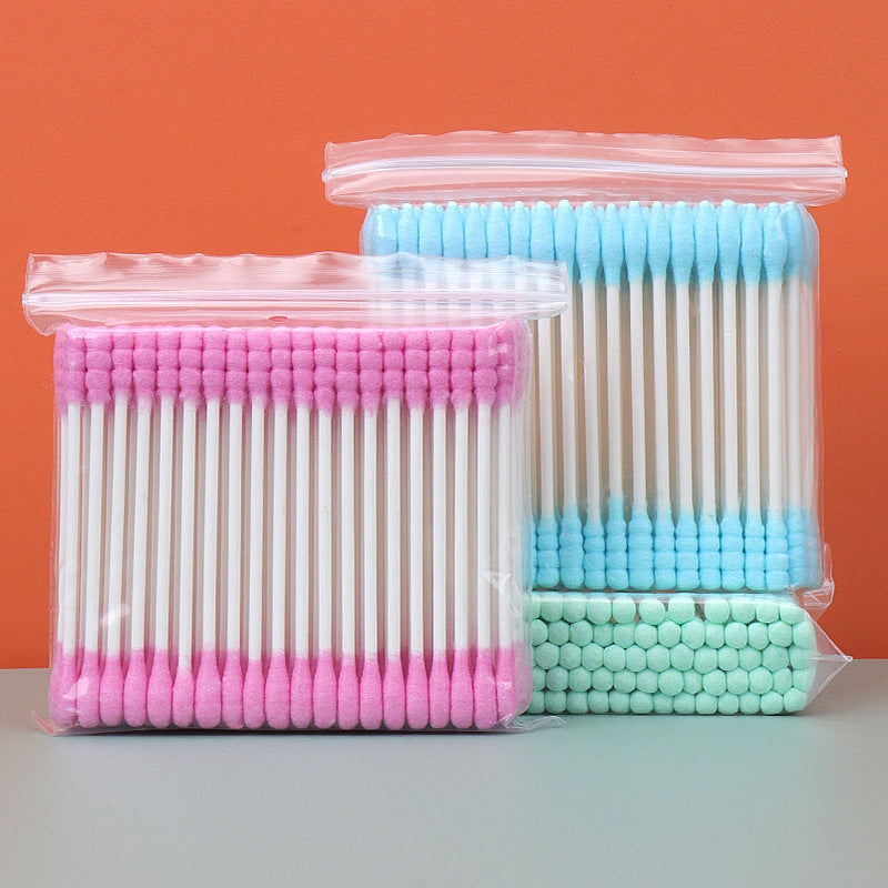 Wholesale beauty and makeup auxiliary tools double-headed colorful disposable paper swabs multi-purpose bags 100/pack 