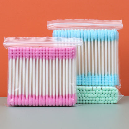 Wholesale beauty and makeup auxiliary tools double-headed colorful disposable paper swabs multi-purpose bags 100/pack 