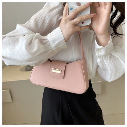 High-quality French-style niche bags 2024 new women's bags solid color popular crossbody shoulder underarm bag baguette bag 