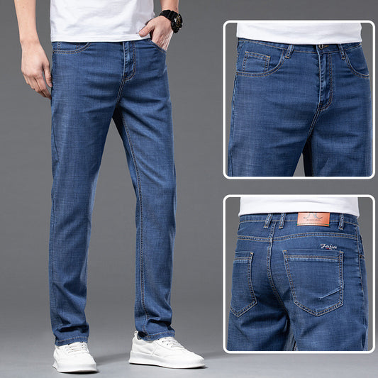 Summer Thin Tencel Simple Jeans Men's Straight Loose Large Size Business Casual Pants Men's Trousers Wholesale