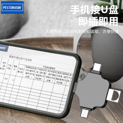 适用iPhone安卓Type-C多功能OTG三合一手机u盘转换器手机转USB口