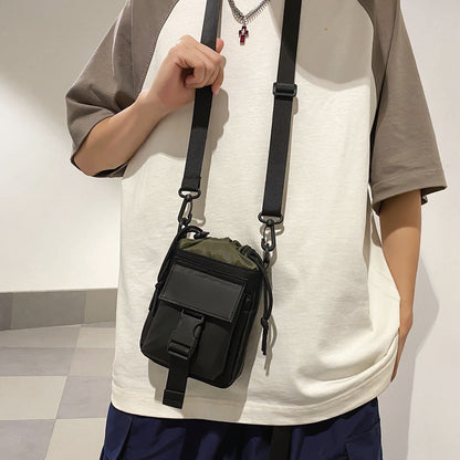 Street trend couple messenger bag new fashion drawstring mobile phone shoulder bag mini messenger bag cross-border 